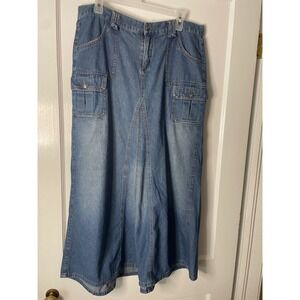 Roper Denim Maxi Skirt Cargo Pockets A Line‎ Blue Jean Women's Size M